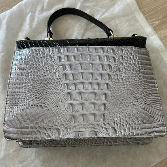 Brahmin Black and Gray Croc-Embossed Satchel - Picture 5 of 8